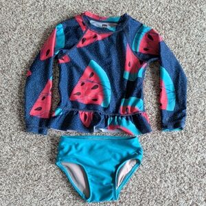 Tea Collection Navy and Pink Watermelon Rashguard Set